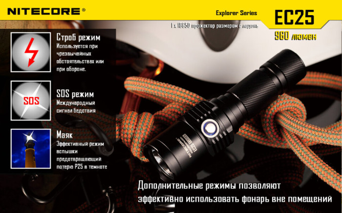 Карманный фонарь Nitecore EC25 COBRA, 860 люмен (6-1039_w), теплый  