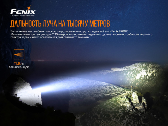 Поисковый фонарь Fenix LR80R Luminus SST70, 18000 лм  