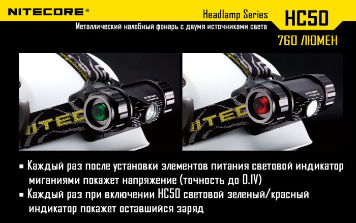 Фонарь налобный Nitecore HC50  