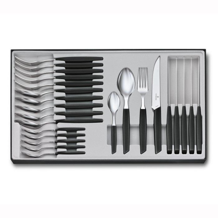 Набор посуды Victorinox Swiss Modern из 24 предметов Swiss Modern, Table Set Steak Knife, 24 Pieces, черный  