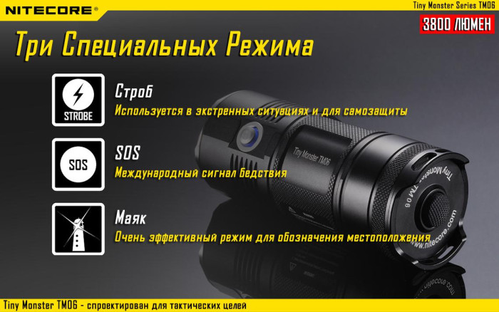 Тактический фонарь Nitecore TM06, 3800 люмен  