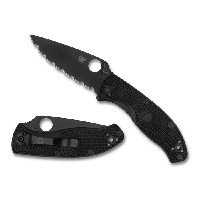 Нож Spyderco Tenacious Black Blade FRN серрейтор (C122SBBK)  