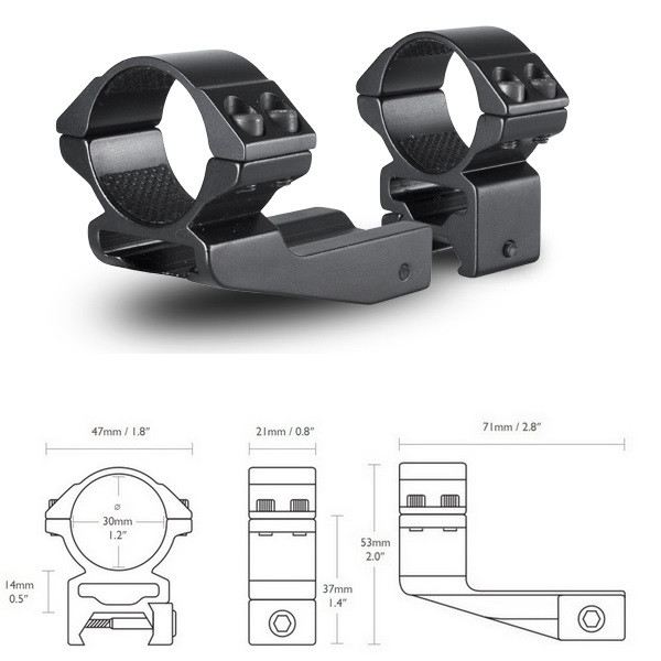 Кольца Hawke Reach Forward 30mm/Weaver/High extension 2"  