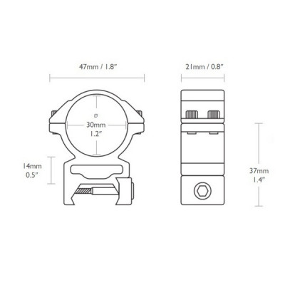 Кольца Hawke Reach Forward 30mm/Weaver/High extension 2"  