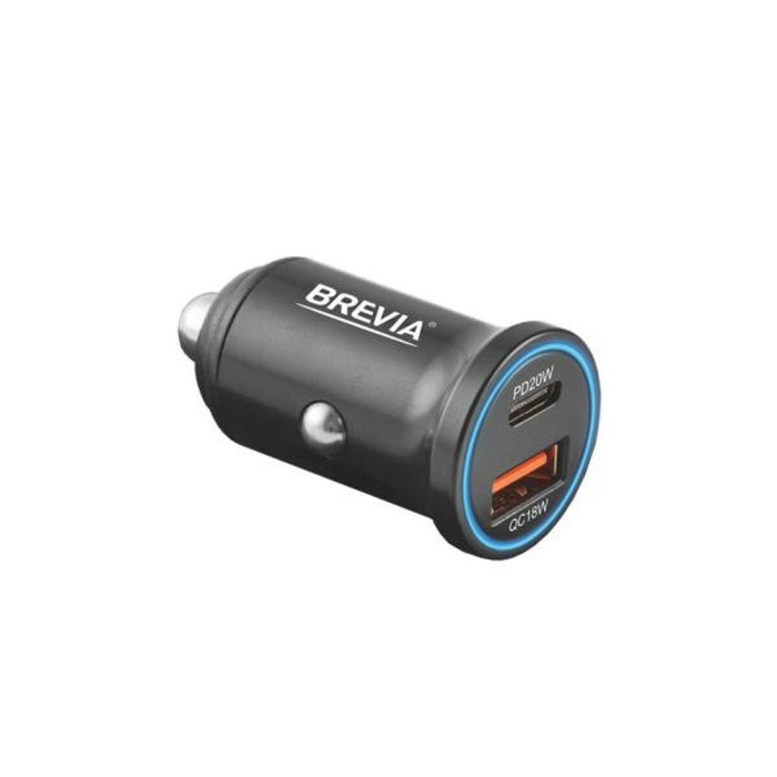 Автомобильное зарядное устройство Brevia ePower DualChargeLED 38W 1xUSB-C+1xUSB-A  