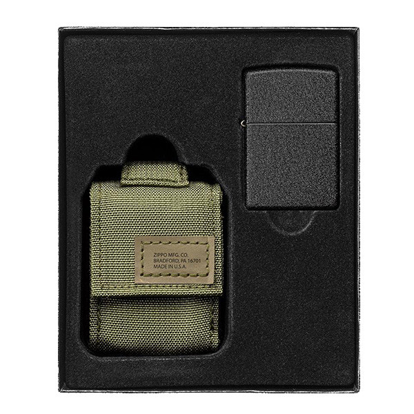 Зажигалка Zippo 236 Blk Crackle Ltr Tactical Pouch OD Green (49400)  
