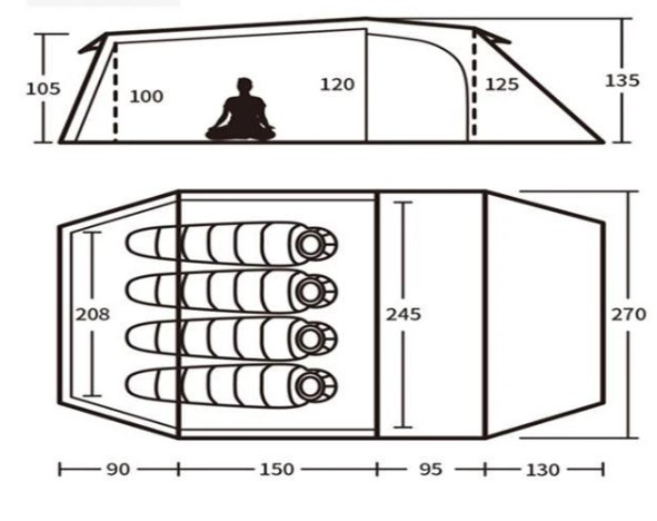 Палатка Naturehike Opalus NH20ZP001, 210T, двухместная с футпринтом, оранжевый  