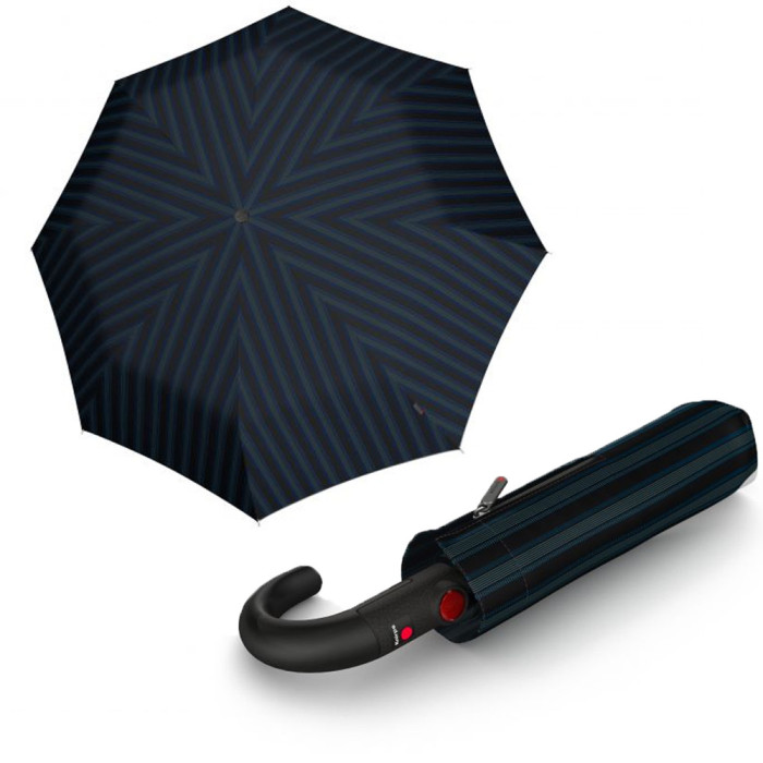 Зонт Knirps T.260 Crook Handle 2Line Up Black Ecorepel Авто/Складной/8спиц /D97x33см  