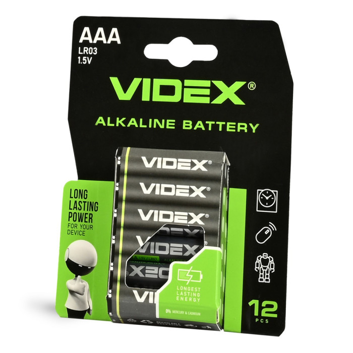 Батарейка щелочная Videx LR03/AAA 12шт BLISTER  