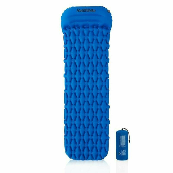 Коврик надувной с подушкой Naturehike FC-12 NH19Z012-P, 65 мм, голубой (открытая/поврежденная упаковка)  