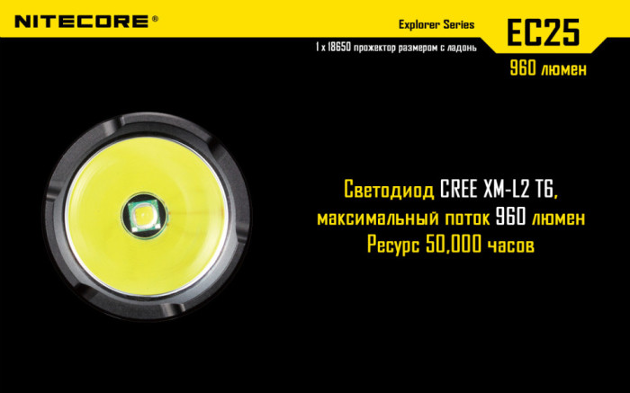 Карманный фонарь Nitecore EC25 COBRA, 860 люмен (6-1039), холодный  