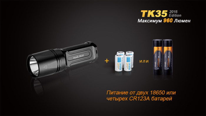Тактический фонарь Fenix TK35 ( серия 2015) , серый, XM-L2 (U2) LED, 960 люмен  