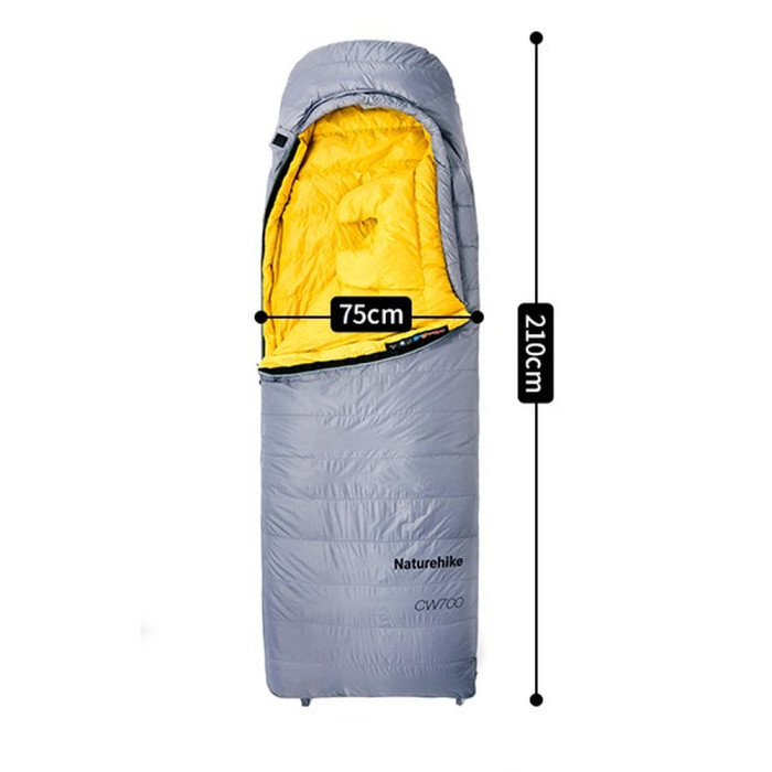 Спальник с натуральным пухом Naturehike CW700 CNK2450WS048, p-р M, желто-серый  