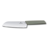 Кухонный нож Swiss Modern Santoku  17см рифл. с зел. ручкой (блистер)