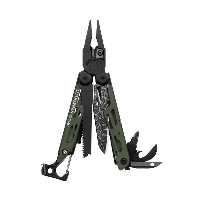 Мультиинструмент Leatherman SIGNAL GREEN TOPO, синтетический чехол, картонная коробка  