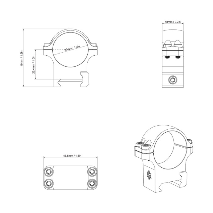 Кольца Vector Optics Стальные 30 мм Weaver низкие  
