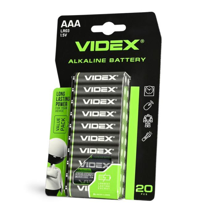 Батарейка щелочная Videx LR03/AAA 20шт BLISTER  