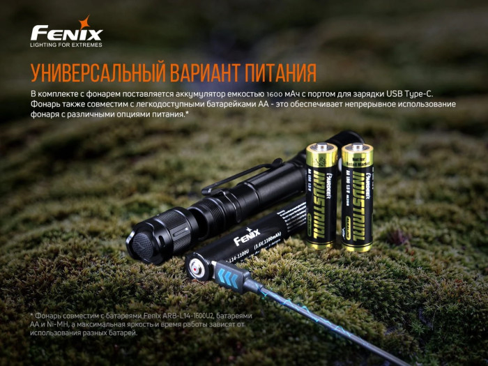 Многофункциональный фонарь Fenix LD22 V2.0 (LUMINUS, 800 лм, Li-ion/AA)  