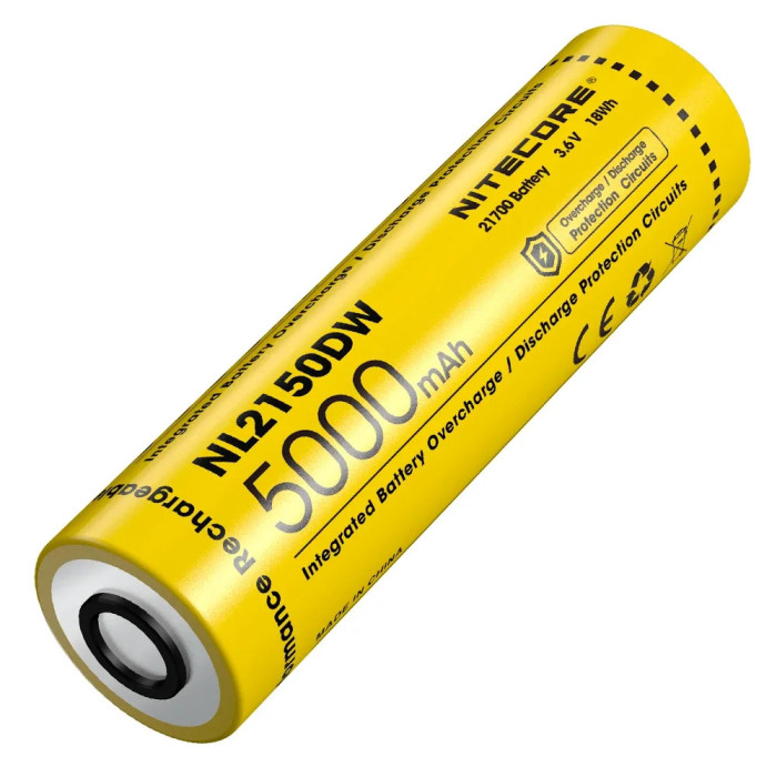 Аккумулятор литиевый Li-Ion 21700 Nitecore NL2150DW 3.6V (5000mAh), защищенный  