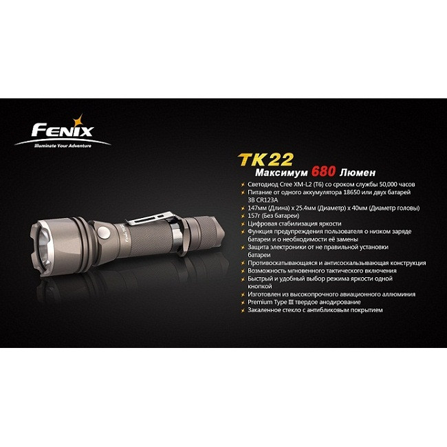 Ручной фонарь Fenix TK22 Cree XM-L2 (T6)  