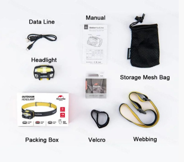 Фонарь налобный COB IPX4 1200mAh Naturehike NH18T002-B silver  