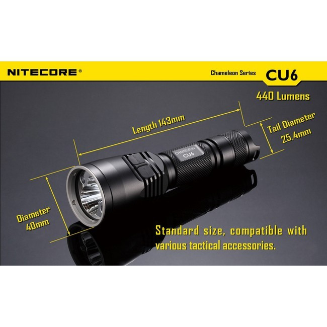 Тактический фонарь Nitecore CU6 (белый + ультрафиолет + RGB), 440 люмен  