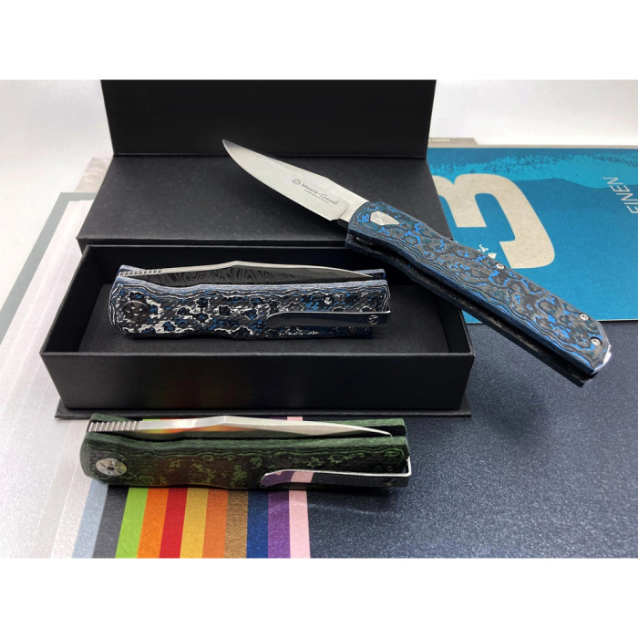 Нож Maserin Power, Magnacut, fat carbon arctic blue  