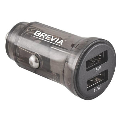 Автомобильное зарядное устройство Brevia ePower DualDrive 15W 2xUSB-A, transparent black