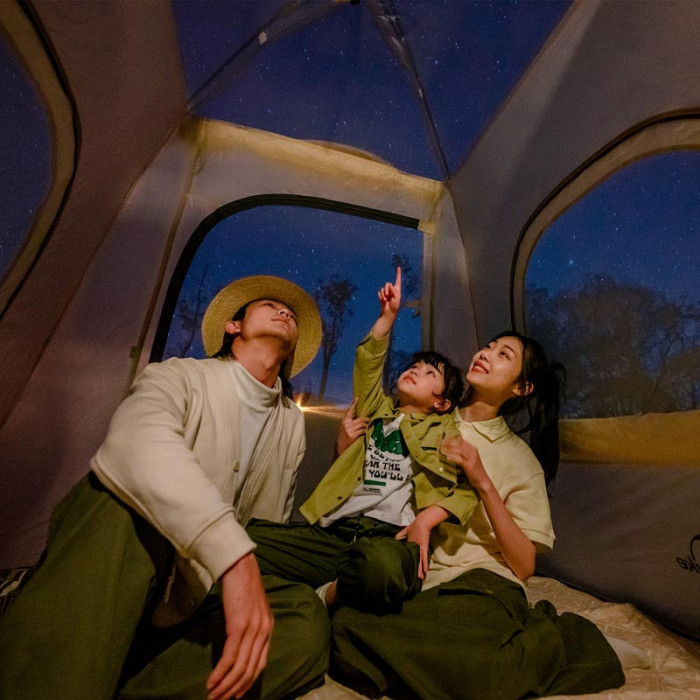 Палатка трехместная Naturehike CNK2300ZP014 с навесом, бежевая  