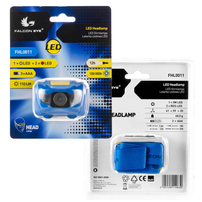 Фонарь налобный Falcon Eye (110 Lm) Cool White/Red (FHL0011)  