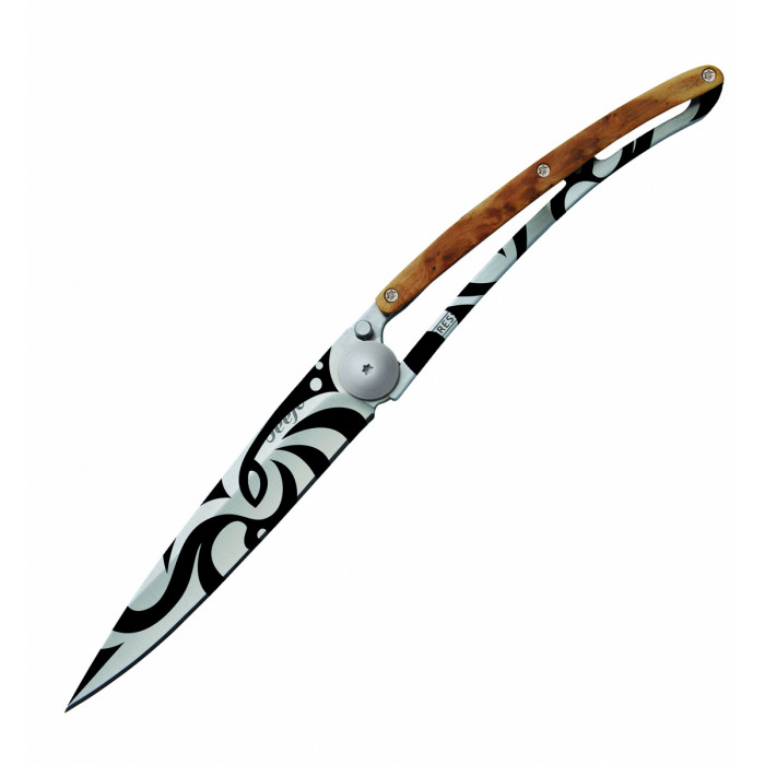 Нож Deejo Tattoo Wood 37 g, Juniper, "Tribal" 