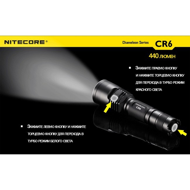 Тактический фонарь Nitecore CR6 (белый + красный + RGB), 440 люмен  
