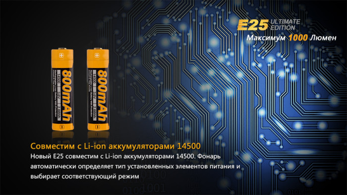 Карманный фонарь Fenix E25UE , серый, XP-L V5, 187 лм.  