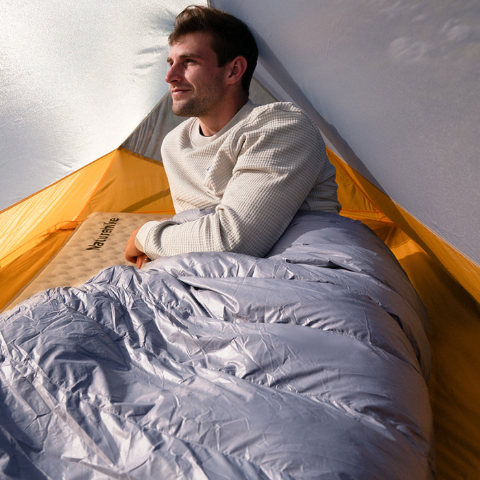 Спальник с натуральным пухом Naturehike CW700 CNK2450WS048, р-р L, черно-голубой  