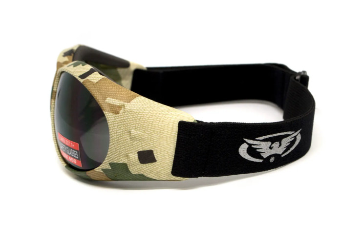 Очки защитные с уплотнителем Global Vision Eliminator Camo Pixel (gray) серые в камуфлированной оправе  