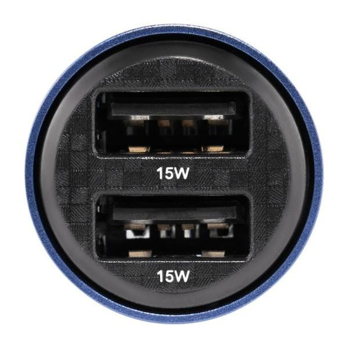 Автомобильное зарядное устройство Brevia ePower DualDrive 15W 2xUSB-A, transparent blue  