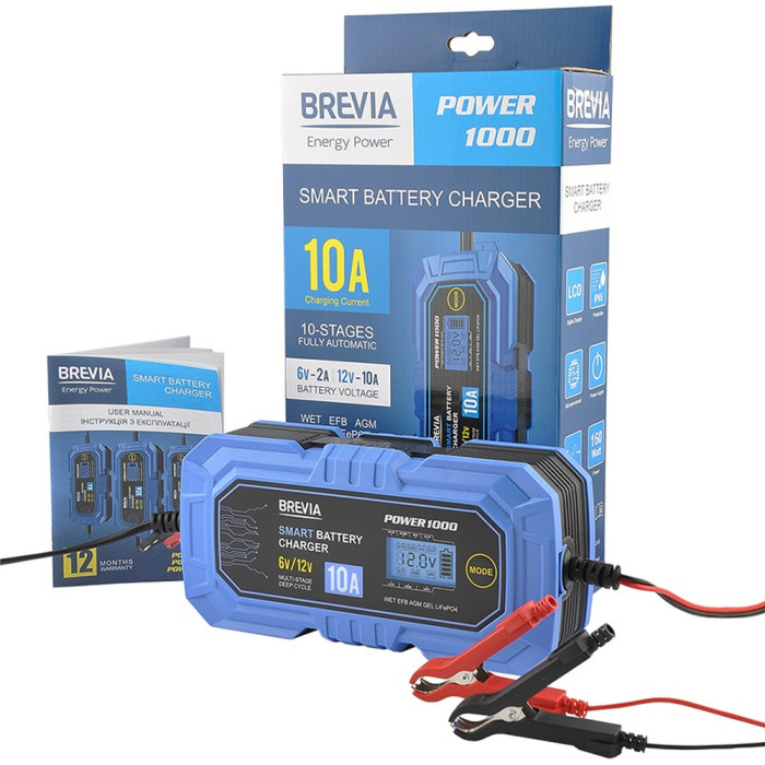 Зарядное устройство АКБ BREVIA POWER1000 10A, 6V/12V, 4-200Ah (21000EP)  