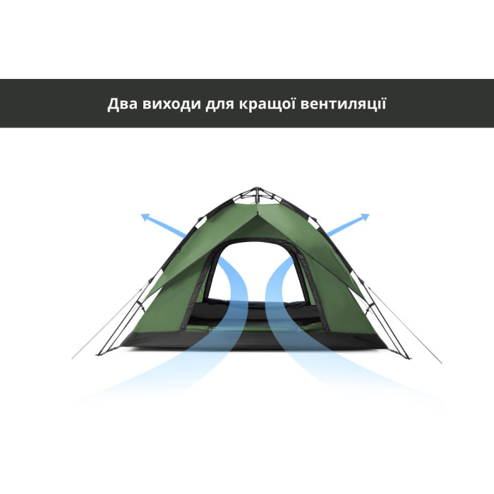 Палатка трехместная автоматическая Naturehike NH21ZP008, оливково-зеленая  