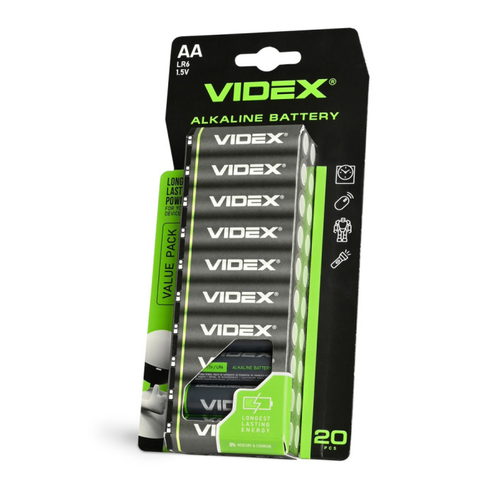 Батарейка щелочная Videx LR6/AA 20шт BLISTER  