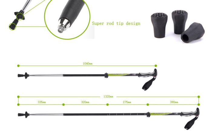 Трекинговые палки 4-сек. (пара) Naturehike light green (NH00D004-D)  