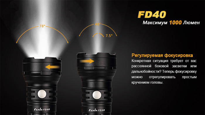 Карманный фонарь Fenix FD40 , серый, XP-L HI LED, 1000 люмен  