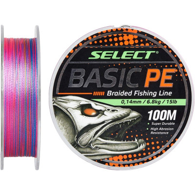 Шнур Select Basic PE 100m 0.26mm 45lb/20.8kg, разноцветный