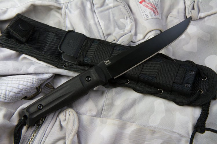 Нож Kizlyar Supreme Croc черный, сталь D2, черные ножны  