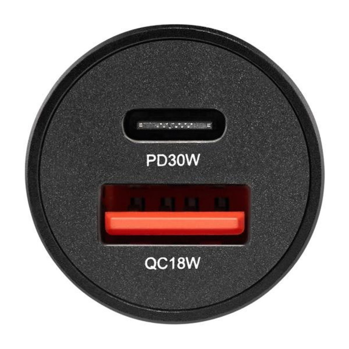 Автомобильное зарядное устройство Brevia ePower DualMetal 48W 1xUSB-C+1xUSB-A, black  