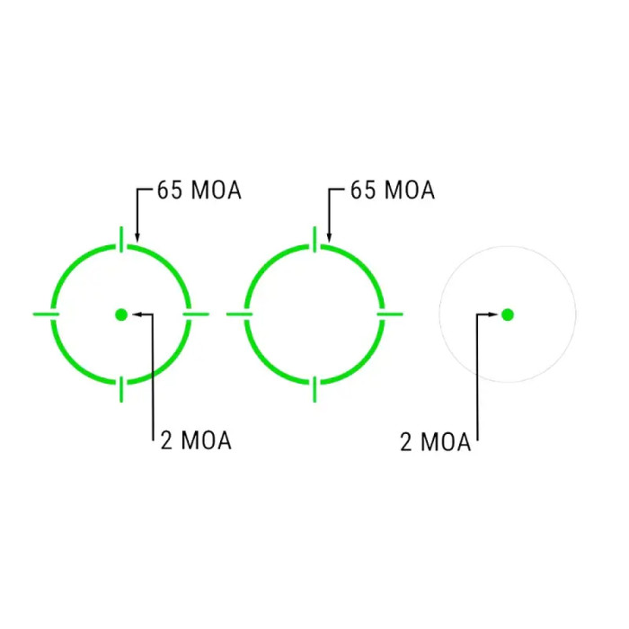 Прицел коллиматорный Holosun AEMS точка 2 MOA + круг 65 МОА (зеленый)  