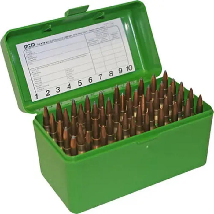 Кейс MTM д/патрон. 243; 308win. .308 Win (7,62/51) на 50шт. зеленый (RM-50-10)  