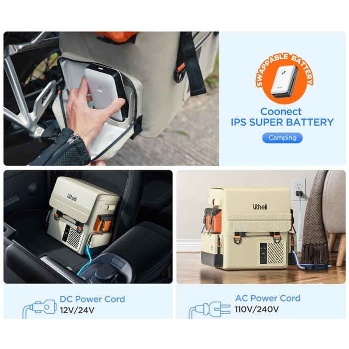 Аккумуляторный холодильник-рюкзак Litheli 16л, питание от павербанка (УМБ Litheli Power Bank 20000 mAh, 45 W в комплекте)  