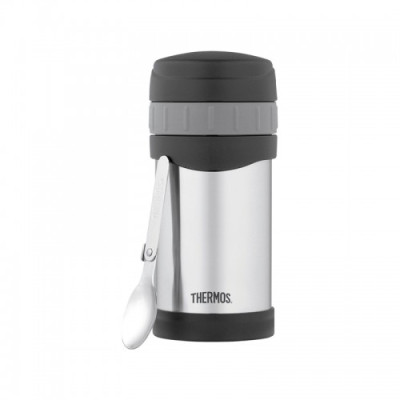 Термос для еды Thermos с ложкой и защитой дна 470мл серебряный (150081)