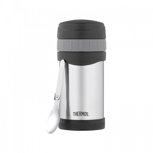 Термос для еды Thermos с ложкой и защитой дна 470мл серебряный (150081)  