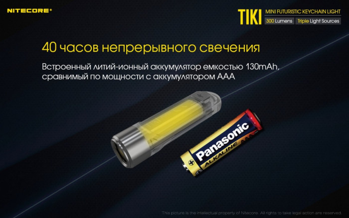 Фонарь- брелок Nitecore TIKI, 300 люмен, прозрачный  